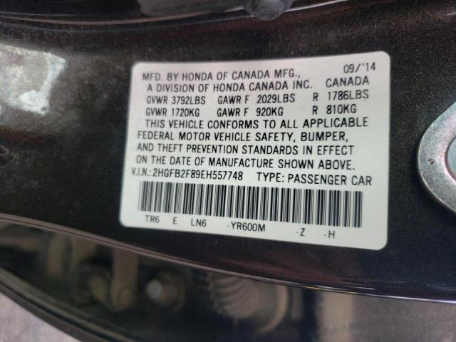 Photo 10 from auction – 2014 HONDA CIVIC EX with VIN 2HGFB2F89EH557748