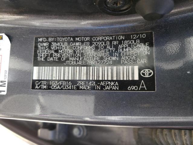 Photo 10 from auction – 2011 TOYOTA COROLLA BA with VIN JTDBU4EE7B9127724
