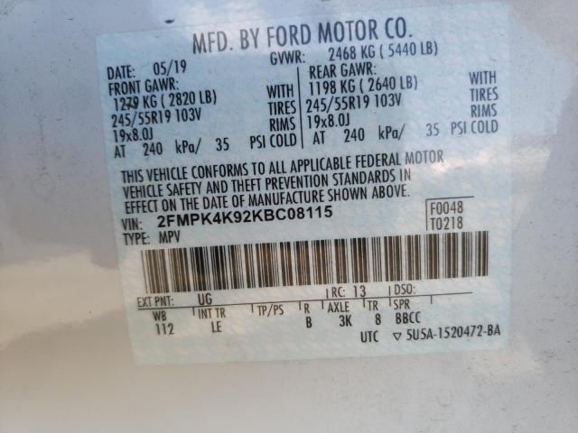 Photo 10 from auction – 2019 FORD EDGE TITAN with VIN 2FMPK4K92KBC08115
