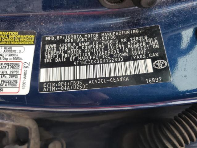 Photo 10 from auction – 2006 TOYOTA CAMRY LE with VIN 4T1BE30K36U152803