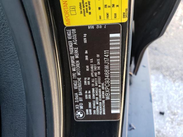 Photo 10 from auction – 2008 BMW X3 3.0SI with VIN WBXPC93468WJ17411