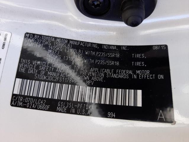 Photo 10 from auction – 2015 TOYOTA SIENNA XLE with VIN 5TDDK3DC2FS117845