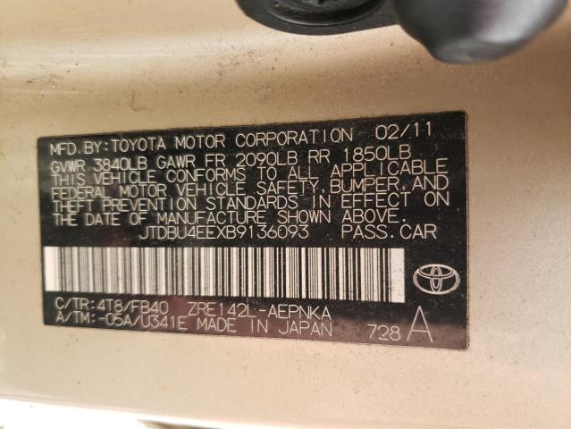 Photo 10 from auction – 2011 TOYOTA COROLLA BA with VIN JTDBU4EEXB9136093