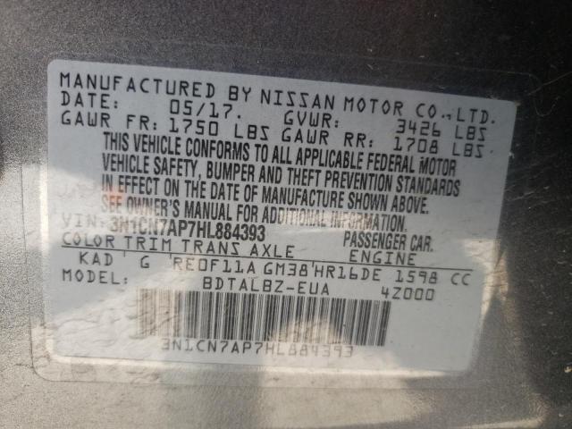 Photo 10 from auction – 2017 NISSAN VERSA with VIN 3N1CN7AP7HL884393