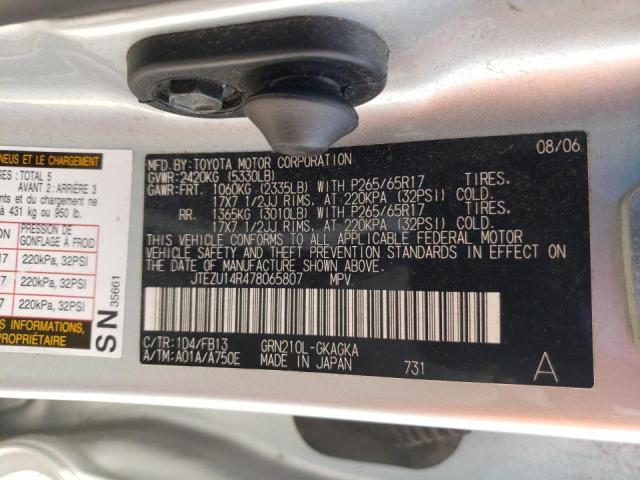 Zdjęcie 10 z aukcji – 2007 TOYOTA 4RUNNER SR z VIN JTEZU14R478065807