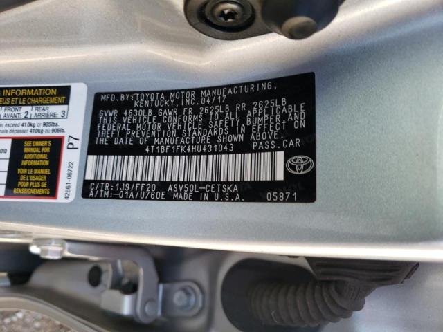 Photo 10 from auction – 2017 TOYOTA CAMRY LE with VIN 4T1BF1FK4HU431043