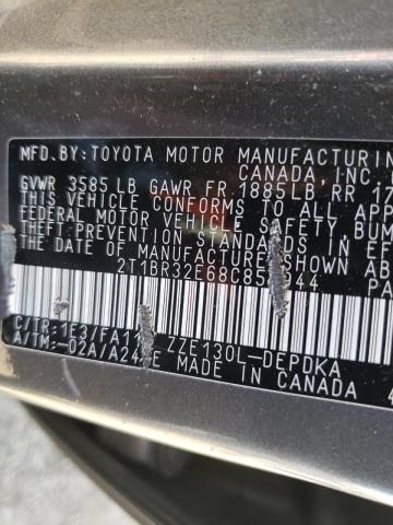 Photo 10 from auction – 2008 TOYOTA COROLLA CE with VIN 2T1BR32E68C859944