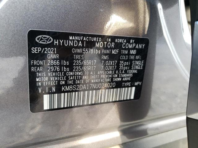 Photo 10 from auction – 2022 HYUNDAI SANTA FE B with VIN KM8S2DA17NU024020