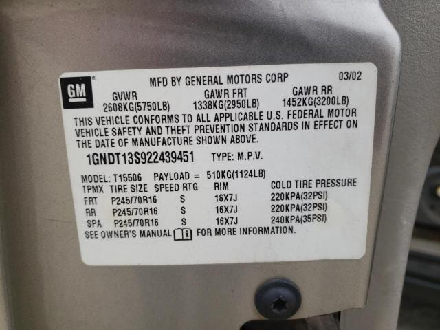 Photo 10 from auction – 2002 CHEVROLET TRAILBLAZE with VIN 1GNDT13S922439451