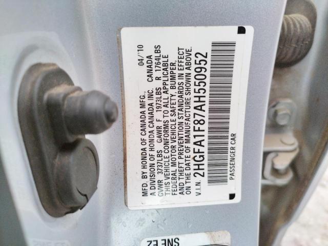 Photo 10 from auction – 2010 HONDA CIVIC EX with VIN 2HGFA1F87AH550952