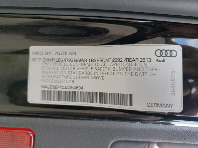Photo 10 from auction – 2018 AUDI A4 PREMIUM with VIN WAUENBF40JA054694