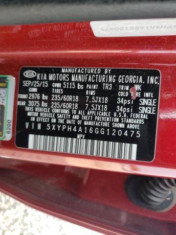 Photo 10 from auction – 2016 KIA SORENTO EX with VIN 5XYPH4A16GG120475