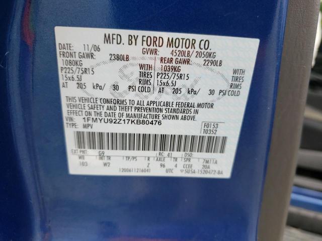 Photo 10 from auction – 2007 FORD ESCAPE with VIN 1FMYU92Z17KB80476
