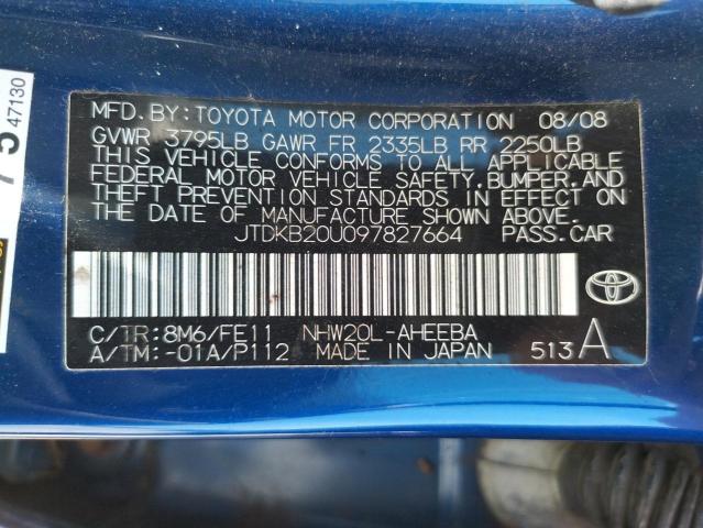 Photo 10 from auction – 2009 TOYOTA PRIUS with VIN JTDKB20U097827664