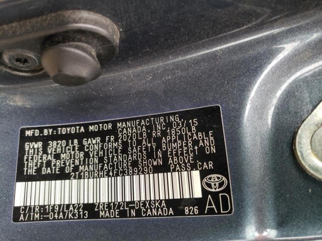 Photo 10 from auction – 2015 TOYOTA COROLLA L with VIN 2T1BURHE4FC389290