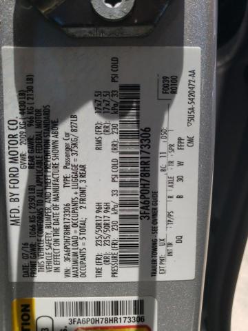 Photo 10 from auction – 2017 FORD FUSION SE with VIN 3FA6P0H78HR173306