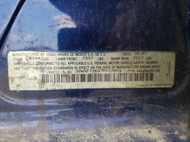 Photo 10 from auction – 2007 VOLKSWAGEN JETTA 2.5 with VIN 3VWSF71K47M122851