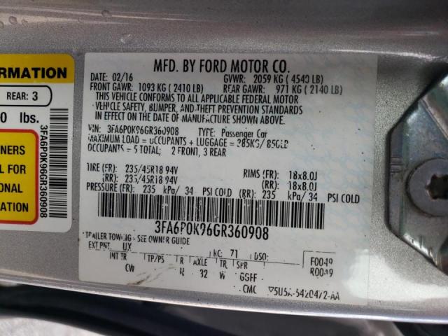 Photo 10 from auction – 2016 FORD FUSION TIT with VIN 3FA6P0K96GR360908