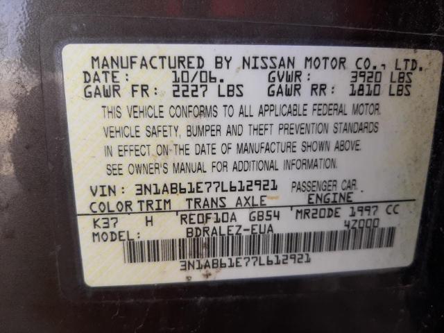 Photo 10 from auction – 2007 NISSAN SENTRA 2.0 with VIN 3N1AB61E77L612921