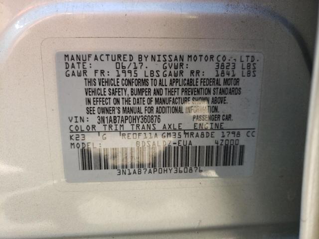 Photo 10 from auction – 2017 NISSAN SENTRA S with VIN 3N1AB7AP0HY360876