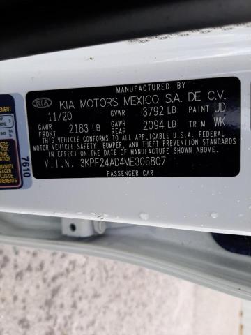 Photo 10 from auction – 2021 KIA FORTE FE with VIN 3KPF24AD4ME306807
