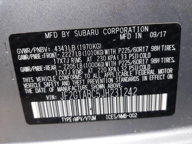 Photo 10 from auction – 2018 SUBARU CROSSTREK with VIN JF2GTABC5JH231242