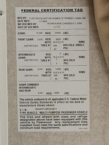 Photo 10 from auction – 2005 BOUN MOTORHOME with VIN 5B4MP67G853400810