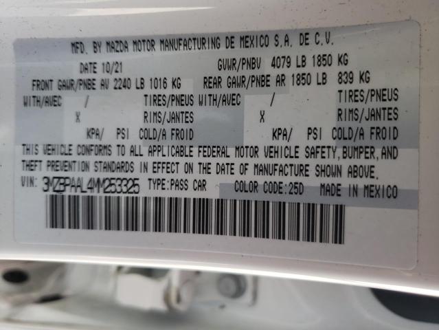Photo 10 from auction – 2021 MAZDA 3 with VIN 3MZBPAAL4MM253325