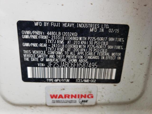 Photo 10 from auction – 2015 SUBARU FORESTER 2 with VIN JF2SJABC6FH587495