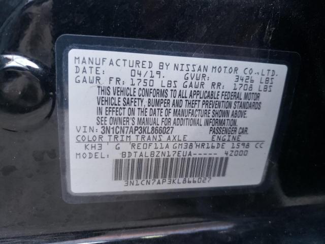 Photo 10 from auction – 2019 NISSAN VERSA S with VIN 3N1CN7AP3KL866027