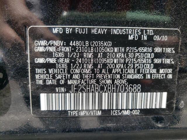 Photo 10 from auction – 2011 SUBARU FORESTER with VIN JF2SHABCXBH703688