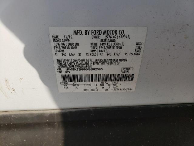 Photo 10 from auction – 2016 FORD EXPLORER with VIN 1FM5K7B88GGB62595