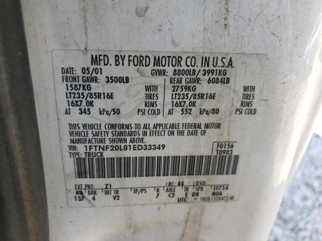 Photo 10 from auction – 2001 FORD F250 SUPER with VIN 1FTNF20L81ED33349
