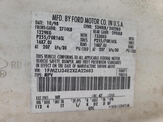 Photo 10 from auction – 1999 FORD EXPLORER with VIN 1FMZU34E2XZA22683