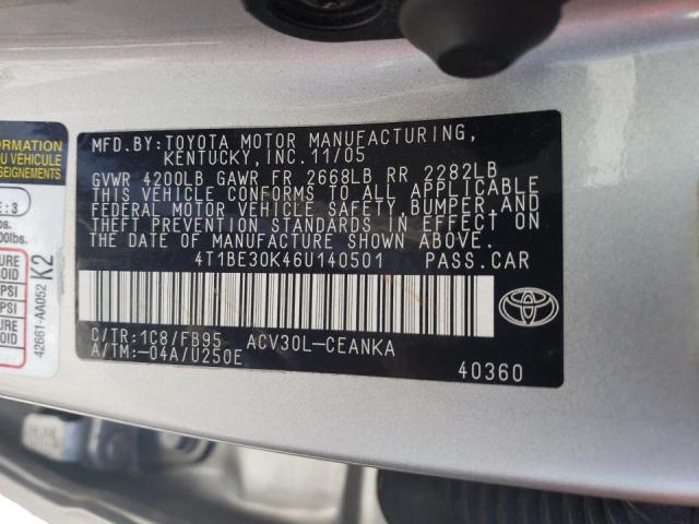 Photo 10 from auction – 2006 TOYOTA CAMRY LE with VIN 4T1BE30K46U140501
