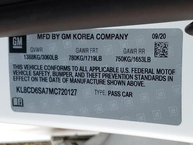 Photo 10 from auction – 2021 CHEVROLET SPARK 1LT with VIN KL8CD6SA7MC720127