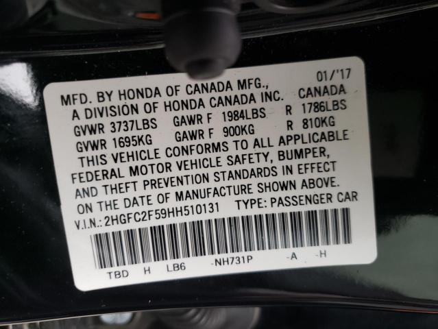Photo 10 from auction – 2017 HONDA CIVIC LX with VIN 2HGFC2F59HH510131