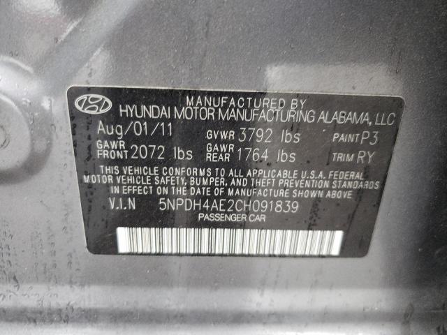 Photo 10 from auction – 2012 HYUNDAI ELANTRA GL with VIN 5NPDH4AE2CH091839