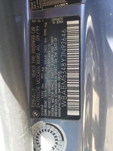 Photo 10 from auction – 2000 BMW 328 CI with VIN WBABM5348YJN92646