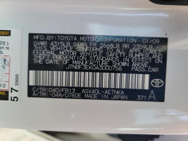 Photo 10 from auction – 2010 TOYOTA CAMRY BASE with VIN JTNBF3EK0A3000756