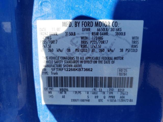 Photo 10 from auction – 2008 FORD F150 with VIN 1FTRF12268KB73662