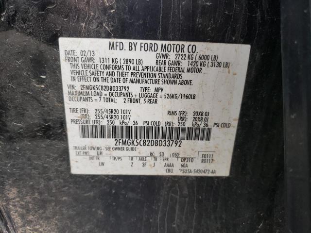 Photo 10 from auction – 2013 FORD FLEX SEL with VIN 2FMGK5C82DBD33792