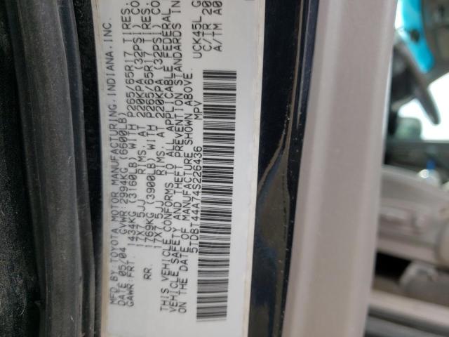 Photo 10 from auction – 2004 TOYOTA SEQUOIA SR with VIN 5TDBT44A74S226436