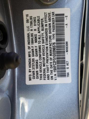 Photo 10 from auction – 2016 HONDA CIVIC LX with VIN 19XFC2F51GE096576