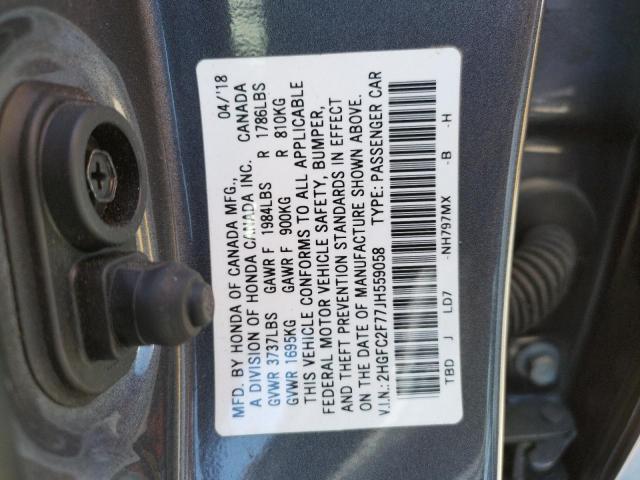 Photo 10 from auction – 2018 HONDA CIVIC EX with VIN 2HGFC2F77JH559058