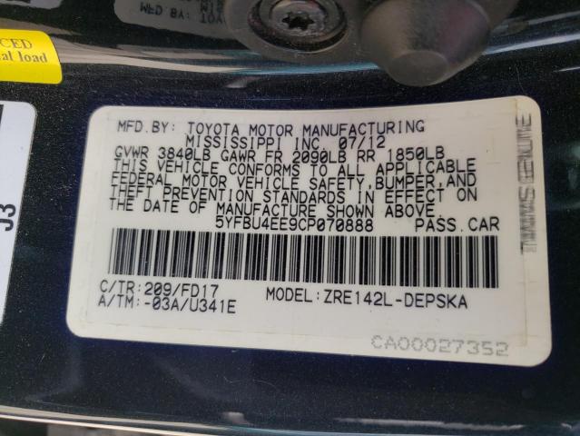 صورة رقم 10 من المزاد - 2012 TOYOTA COROLLA BA مع VIN 5YFBU4EE9CP070888