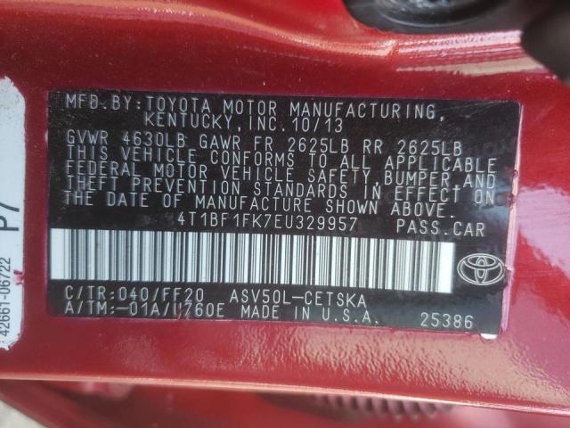 Photo 10 from auction – 2014 TOYOTA CAMRY L with VIN 4T1BF1FK7EU329957