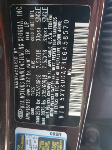 Photo 10 from auction – 2014 KIA SORENTO EX with VIN 5XYKUDA73EG458570