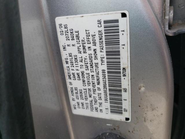 Photo 10 from auction – 2006 ACURA 3.2TL with VIN 19UUA66286A034699