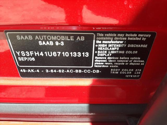 Photo 10 from auction – 2007 SAAB 9-3 AERO with VIN YS3FH41U671013313